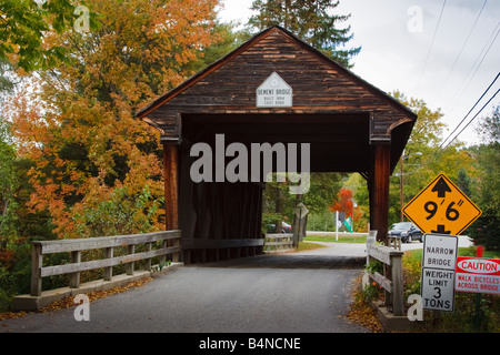 A wooden covered bridge Bradford New Hampshire on an autumn afternoon Stock Photo