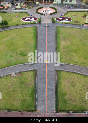 The equator line Äquator aequator QUITO ECUADOR border bound boundary line Quito Ecuador capital, city, outside, south america, Stock Photo