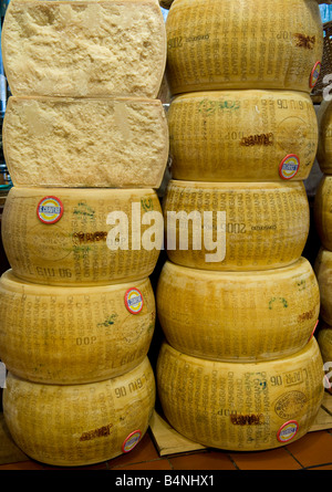 Parmigiano Reggiano wheels Stock Photo