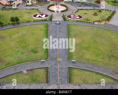 The equator line Äquator aequator QUITO ECUADOR border bound boundary line Quito Ecuador capital, city, outside, south america, Stock Photo