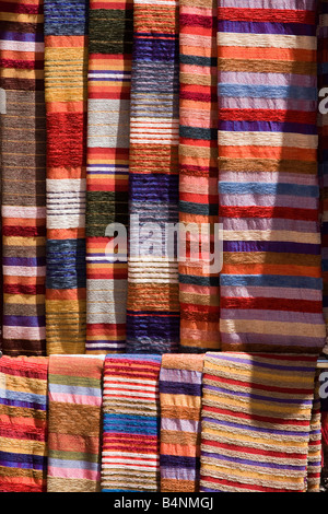 Blankets on sale in the medina Stock Photo