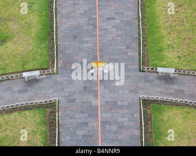 The equator line Äquator aequator QUITO ECUADOR border bound boundary line Quito Ecuador capital, city, outside, south america, Stock Photo