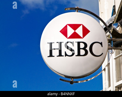 HSBC bank sign and logo England UK Stock Photo