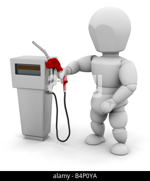 3D render of someone with a fuel pump Stock Photo