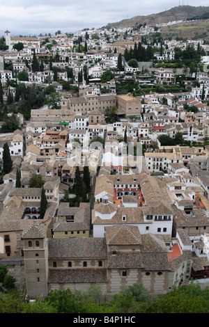 Aerial view to Albayzin from Alhambra, Granada, Spain Stock Photo - Alamy