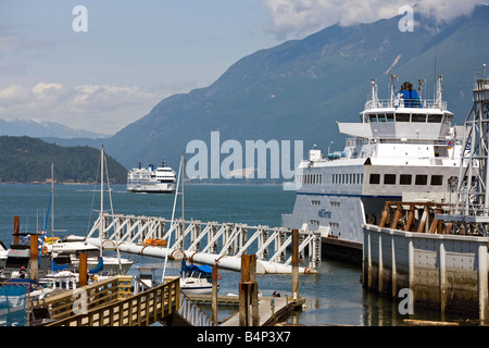 arrival of BC Ferries ferry from Gibsons to Horseshoe Bay, British Columbia, Canada Stock Photo