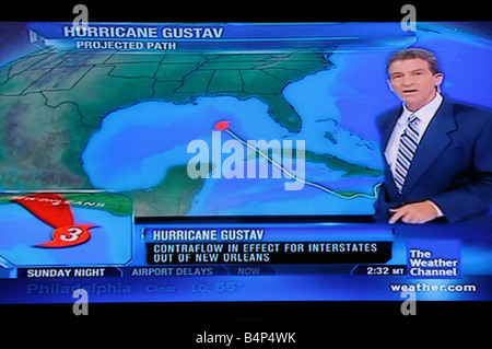 Hurricane satellite weather map as viewed on the internet and on TV television Stock Photo