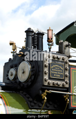 A Chas Burrell steam traction engine cleaned and immaculate, displayed at a vintage vehicle show. UK Stock Photo