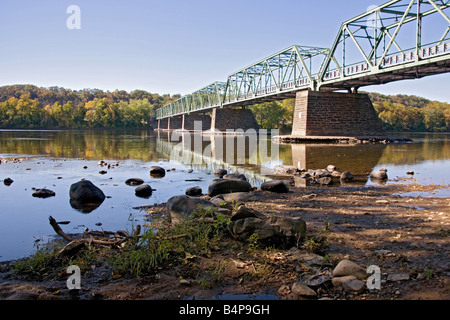 Bridge over the Delaware River in Fenchtown, New Jersey Stock Photo