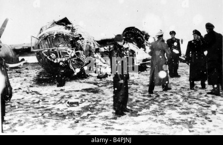 Images of the wreckage of the plane carrying the Manchester United team after the air crash in Munich February 1958 Stock Photo