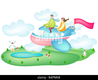 Representation of a girl sitting on airplane Stock Photo - Alamy