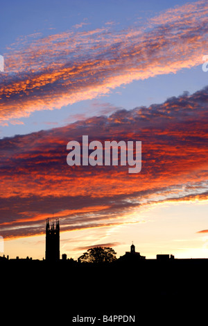 Dawn sky over Warwick town centre, Warwickshire, England, UK Stock Photo