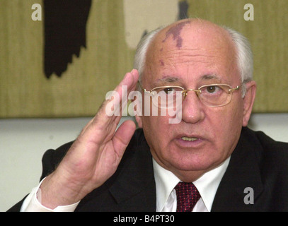 Mikhail Gorbachev July 2002 former President of USSR Pictured at Portcullis House Westminster London Talking about the 1975 Biological Weapons Convention Stock Photo