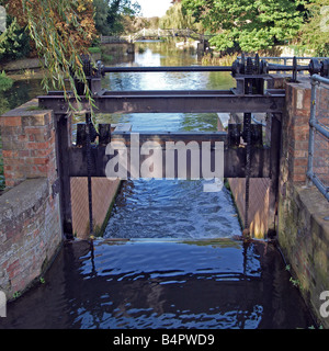Sluice gate at Godmanchester on the Great Ouse River Stock Photo