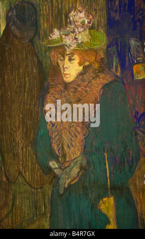 Jane Avril in the entrance to the Moulin Rouge by Henri de Toulouse Lautrec circa 1892 Courtauld Institute Gallery interior Stock Photo