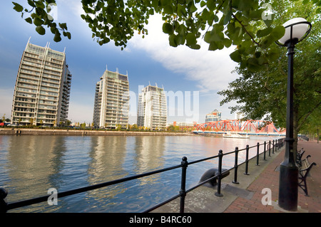 Salford Quays waterfront flats  in Manchester,Great Britain Stock Photo