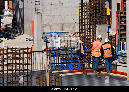 Construction /  Construction Workers at work on a Building Site.Melbourne Victoria Australia. Stock Photo