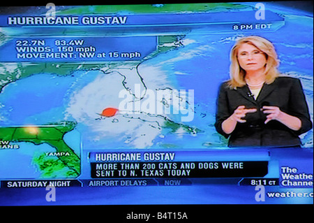 Hurricane satellite weather map as viewed on the internet and on TV television Stock Photo