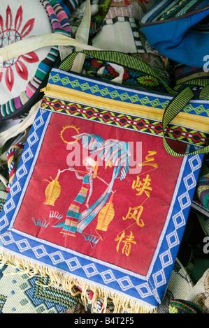 China, Chongqing Province, Yangtze River, Wushan, Riverboat Port at Little Three Gorges Staging Point, Souvenirs Stock Photo