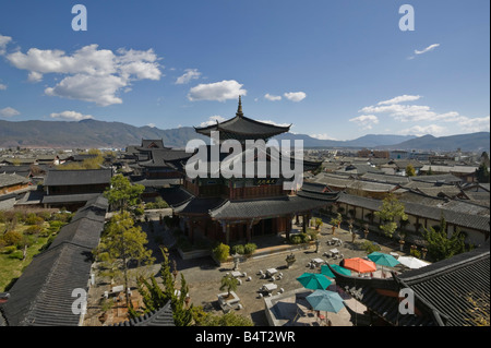 China, Yunnan Province, Lijiang, Lijiang Old Town, Exterior View of the Mu Family Mansion Stock Photo