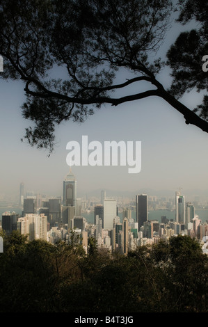 China, Hong Kong, Wanchai and Central Skyline from Stubbs Road overlook Stock Photo