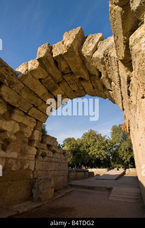 Entrance tunnel to the ancient stadium at Olympia. Viewed from the west ...