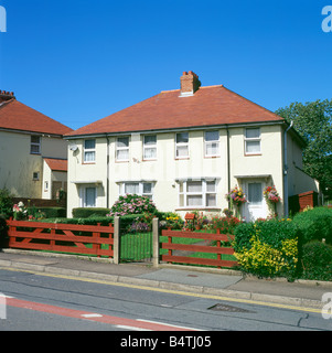 Semi-detached housing in New Quay Ceredigion West Wales UK  KATHY DEWITT Stock Photo