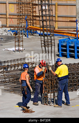 Construction /  Construction Workers at work on a Building Site.Melbourne Victoria Australia. Stock Photo