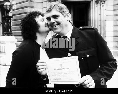 Trevor Lock Police Constable during the Iranian Embassy Siege recieves another award for his bravery from Bow Street Magistrates Court April 1981 Stock Photo