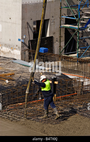 Construction  /  A Construction Worker at work on a Building Site.Melbourne Victoria Australia. Stock Photo
