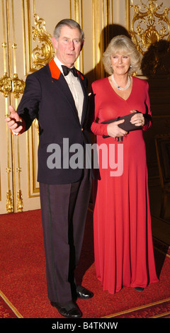 DAILY MIRROR PICTURE BY HARRY PAGE 10 02 05 PRINCE CHARLES WITH BRIDE TO BE MRS CAMILLA PARKER BOWLES AT TONIGHTS RECEPTION IN WINDSOR CASTLE Stock Photo