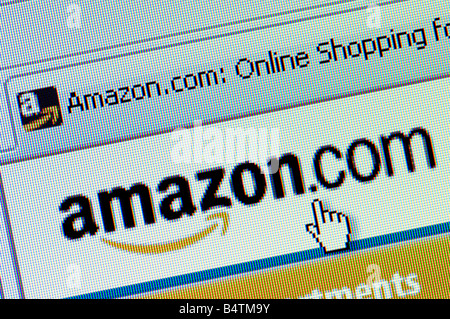 Macro screenshot of the Amazon online shopping website (Editorial use only). Stock Photo