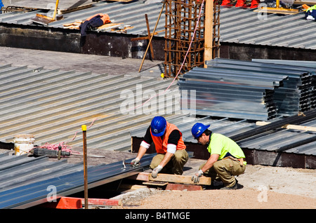 Construction /  Construction Workers at work on a Building Site.Melbourne Victoria Australia. Stock Photo