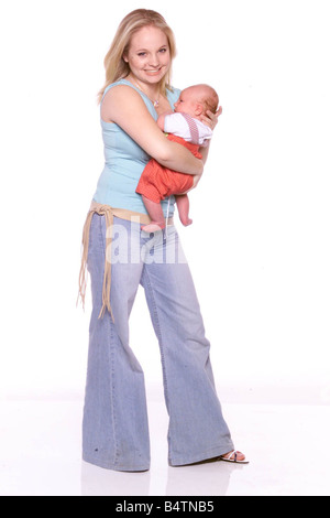 Georgia Moffett May 2002 with baby son Ty Georgia is the daughter of Actor Peter Davison and Actress Sandra Dickinson Stock Photo