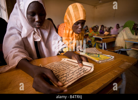 Girls in classroom at the Mame Diarra Bousso koranic school in the village of Porokhane Senegal Stock Photo