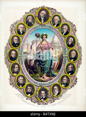 Former Presidents of the United States from 1789 to 1865 Stock Photo