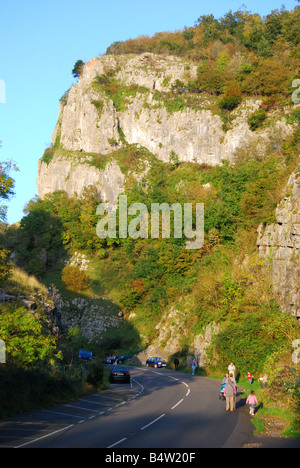 Road through Cheddar Gorge, Cheddar, Somerset, England, United Kingdom Stock Photo