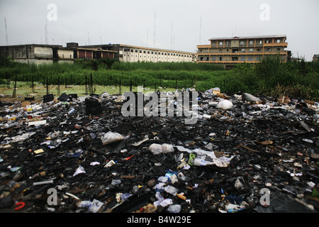 Electronic waste in Nigeria. Tons of e-waste from Western countries end up in West Africa, including Nigeria. Stock Photo