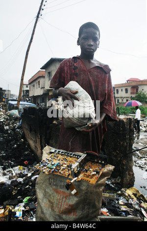 Electronic waste in Nigeria. Tons of e-waste from Western countries end up in West Africa, including Nigeria. Stock Photo