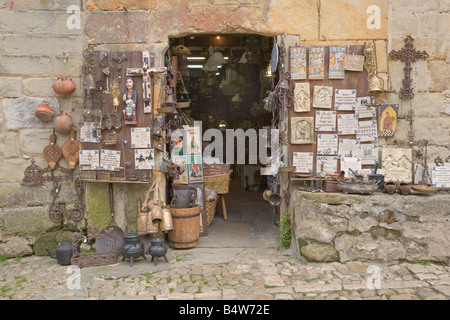 Religious souvenir shop in Santillana del Mar in the north of Spain Cantabria Stock Photo