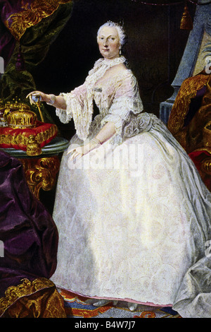 Maria Theresa, 13.5.1717 - 29 11.1780, Holy Roman Empress 13.9.1745 - 18.8.1765, full length, painitng by M. van Meytens, 18th century, Schoenbrunn Palace, Vienna, , Stock Photo