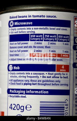 cooking guidelines on food packaging Stock Photo - Alamy