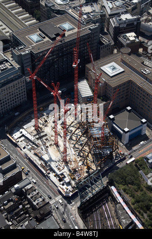 Aerial view south west of Broadgate Tower Construction Site Primrose Street City of London EC2 England UK High level oblique Stock Photo