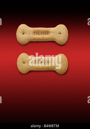 Dog chews saying thank you Stock Photo