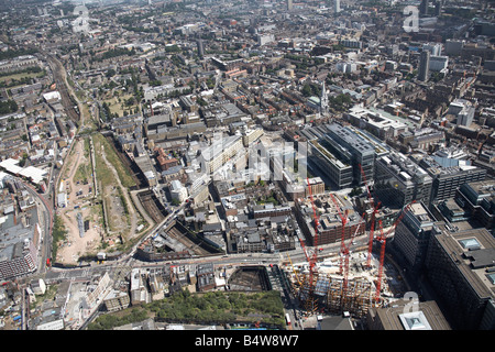 Aeril view south east of Broadgate Tower Construction Site Shoreditch High Street Commercial Street City of London EC2 EC3 E1 UK Stock Photo