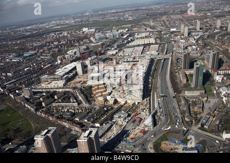 Aerial view north west of Westfield White City Development Construction Site West Cross Route London W12 England UK 2007 Stock Photo