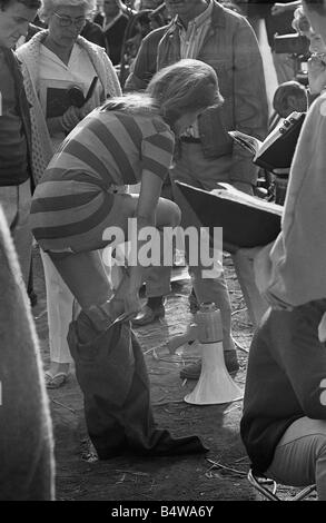 Actress Raquel Welch On Location For Film Shoot 1966 Wearing Striped ...