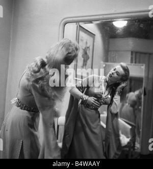 Actress Janet Leigh at a costume fitting for the film The Vikings 1957 Stock Photo