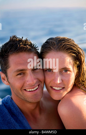 Young couple portrait at beach Stock Photo
