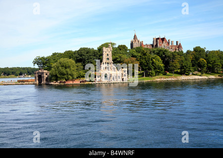 The Boldt Castle on Heart Island, Alexandria Bay, in the St.Lawrence River on Thousand Island,Ontario,Canada/USA Stock Photo